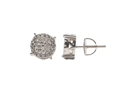 Four Prong Round Sterling Silver CZ Earrings