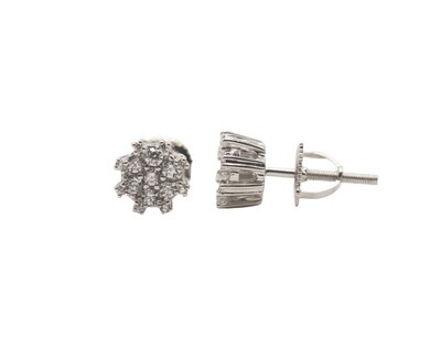 Circle Prong Set Sterling Silver CZ Earrings