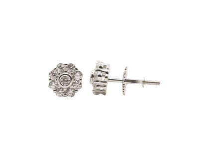 Circle Flower Sterling Silver CZ Earrings