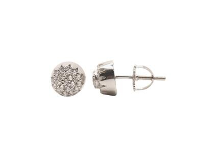 Round Dome Sterling Silver CZ Earrings