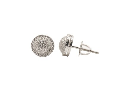 Round Seamless Ice Sterling Silver CZ Earrings