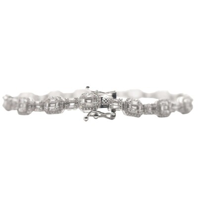 Baguette Sterling Silver Designer Bracelet