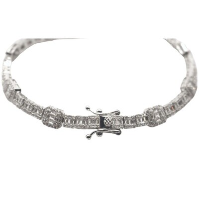 Designer Baguette Cut Sterling Silver Bracelet