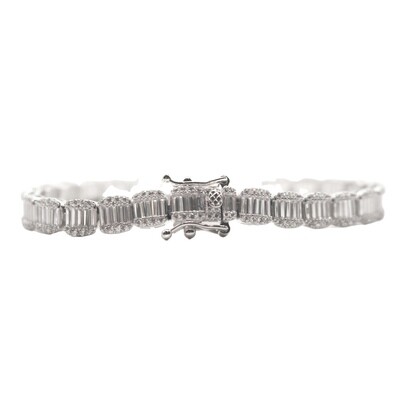 Baguette Halo Sterling Silver Designer Bracelet