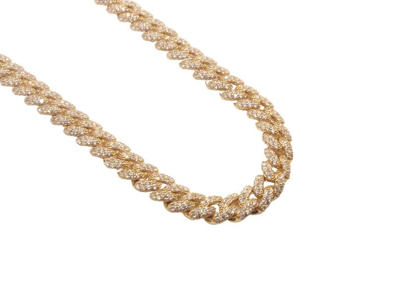 8 MM Silver Gold Finish Miami Cuban Chain