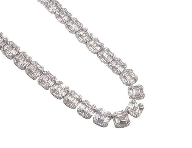 Baguette Designer Tennis Chain Sterling Silver