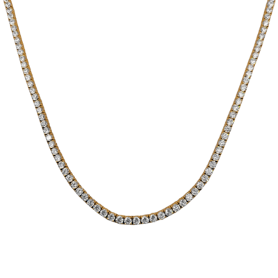3 MM Silver Yellow Gold Finish Tennis Chain