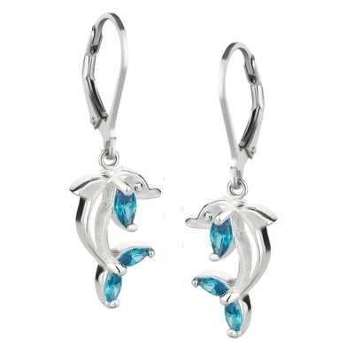 Delfin-Kollektion: 925 Silber Verlieben Ohrringe zum Anhänger 