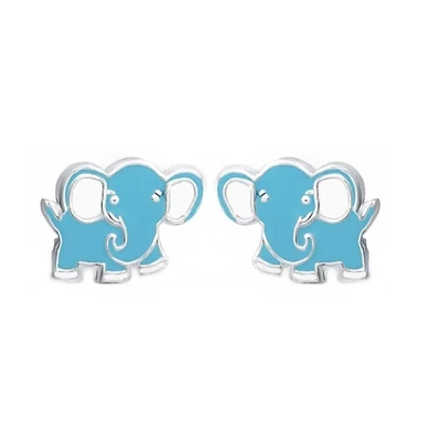 Kinderohrringe blauer Elefant 925 Silber