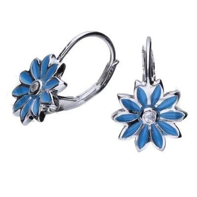 Kinderohrringe Ohrhänger blaue Blume 925 Silber