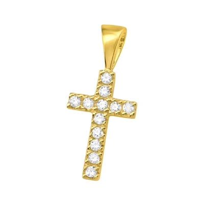 Anhänger Kreuz 925 Silber vergoldet Zirkonia Klar
