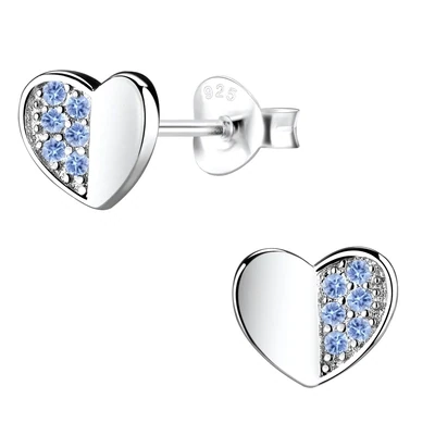 Ohrringe Herz Liebe 925 Silber blauer Zirkonia Kristall