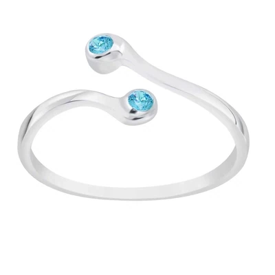 Zehenring Zehring Ring Kristalle Blau 925 Silber