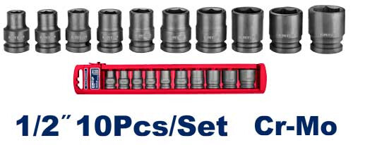 10 Pcs 1/2&quot; Impact Socket Set