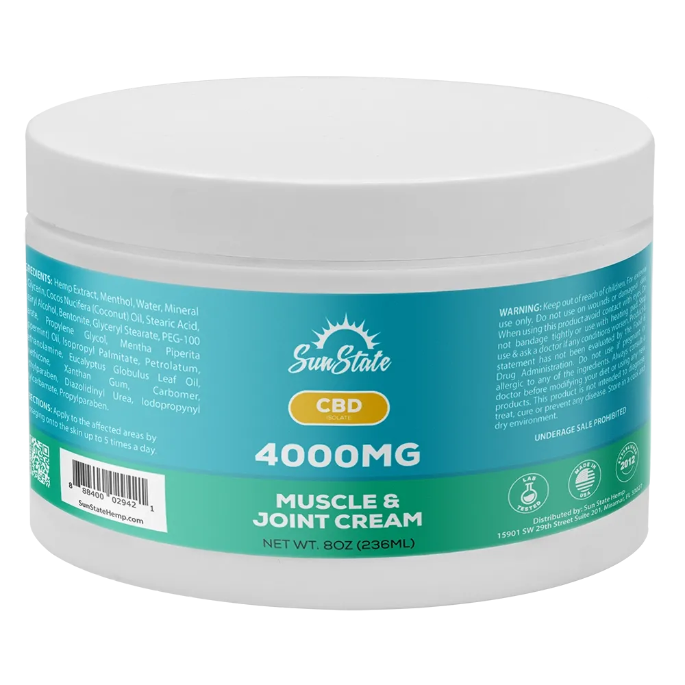 CBD Muscle and Joint Cream 4000mg  8oz