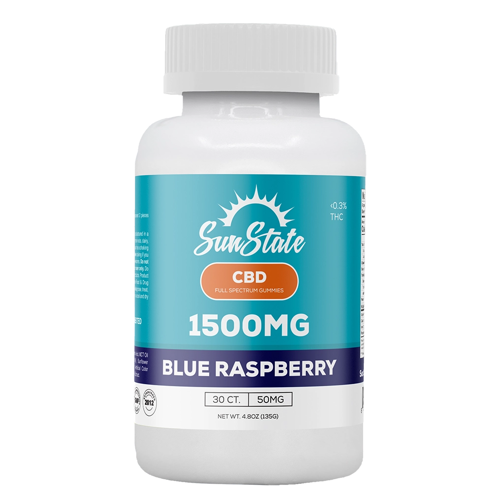 CBD Full Spectrum Infused Blue Raspberry 50mg Gummy 30ct 1500mg