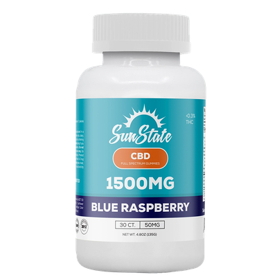CBD Full Spectrum Infused Blue Raspberry 50mg Gummy 30ct 1500mg
