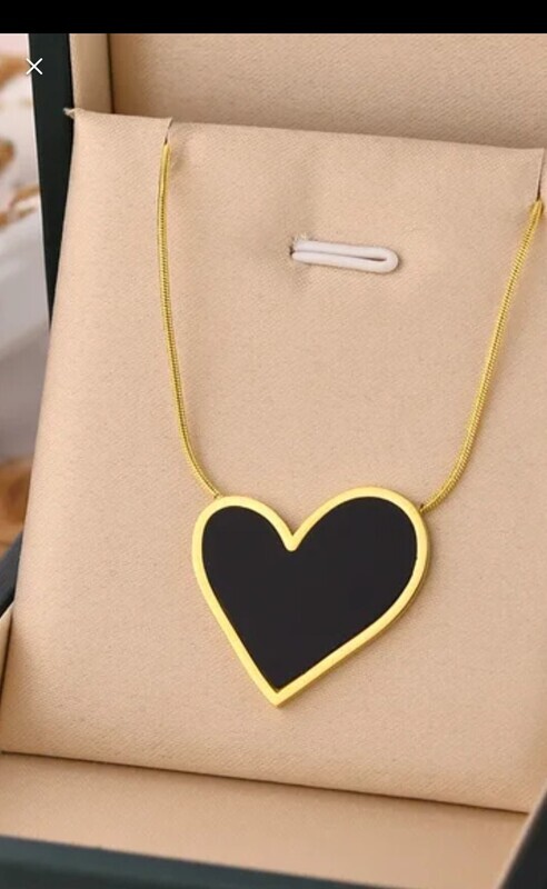 Sacred  black & gold heart pendant