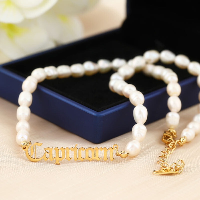 Capricorn Zodiac Pearl Necklace