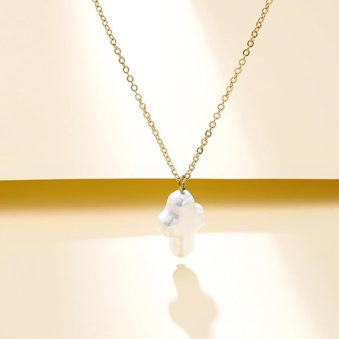 Pearl  Baroque Cross Necklace