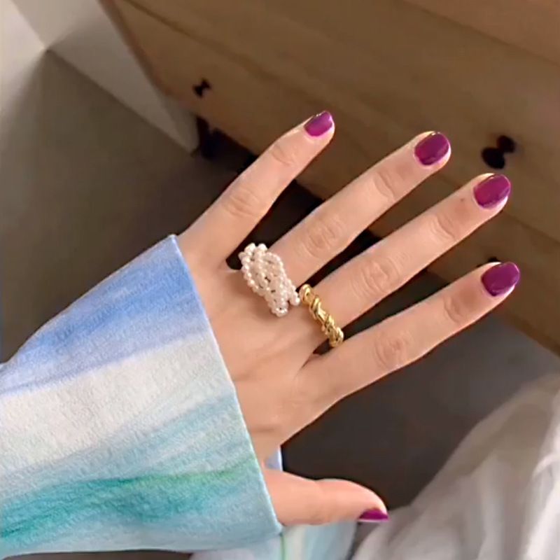 Multi-Layer Natural Freshwater Pearl Ring South Korean Design
