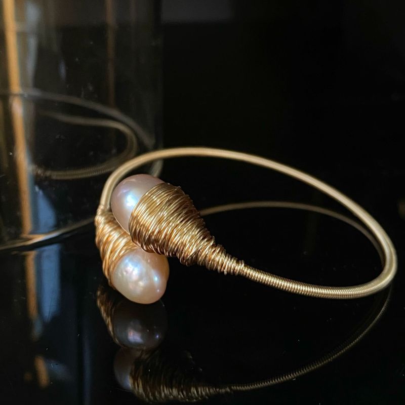 Double Fresh Water Pearl Copper Bracelet Double Fresh Water Pearl Copper Bracelet