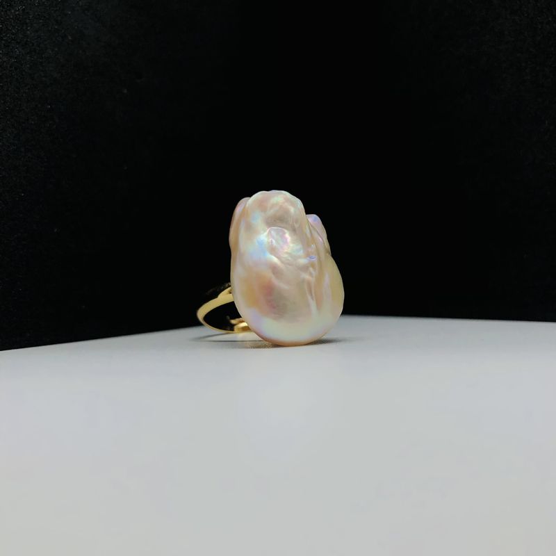 Natural Fresh Water Baroque Pearl Pink Ring - Natural Fresh Water Baroque Pearl Pink Ring -