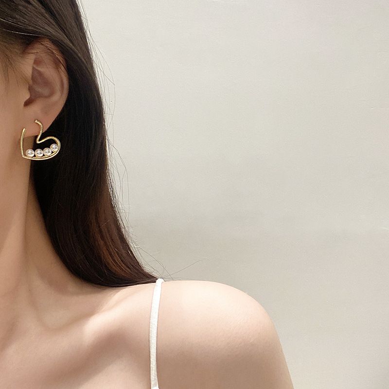 Love Pearl Earrings With Gold Overlay Love Pearl Earrings With Gold Overlay