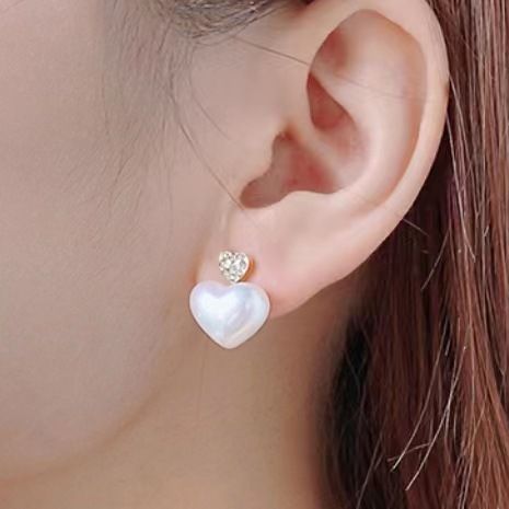 Double Love Heart Stud Earrings Korean Design