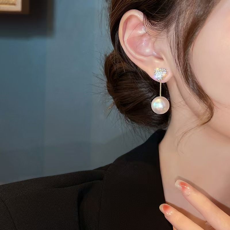 Pearl And Diamond Heart Drop Earrings Pearl And Diamond Heart Drop Earrings