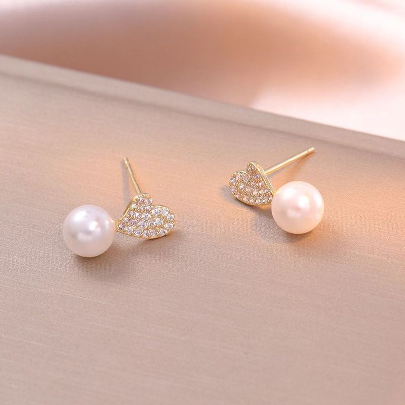Heart And Pearl Korean Studs Heart And Pearl Korean Studs