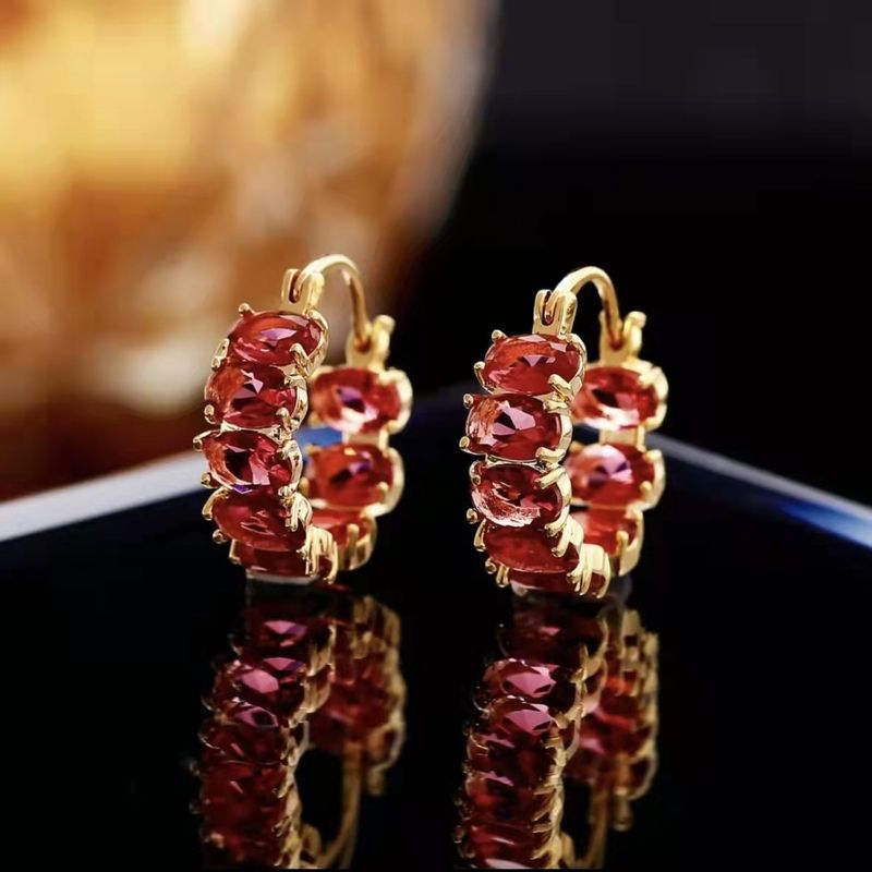 Gold And Red Zircon Crystal Earrings Gold And Red Zircon Crystal Earrings