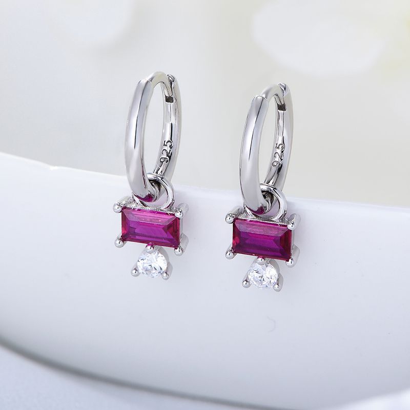 Silver  Square Zircon Earrings