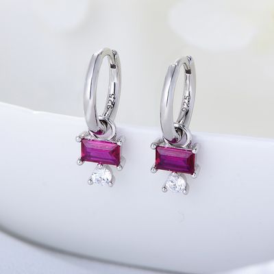 Silver  Square Zircon Earrings