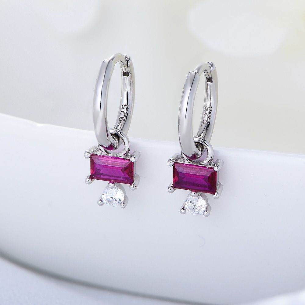 Silver  Square Zircon Earrings