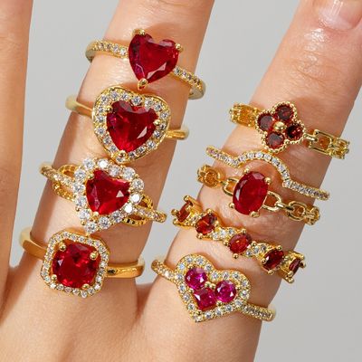 Garnet Coloured Stackable Love Rings Garnet Coloured Stackable Love Rings