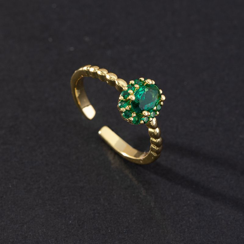Vintage Green  Rings  In Gold And Simulated Diamonds