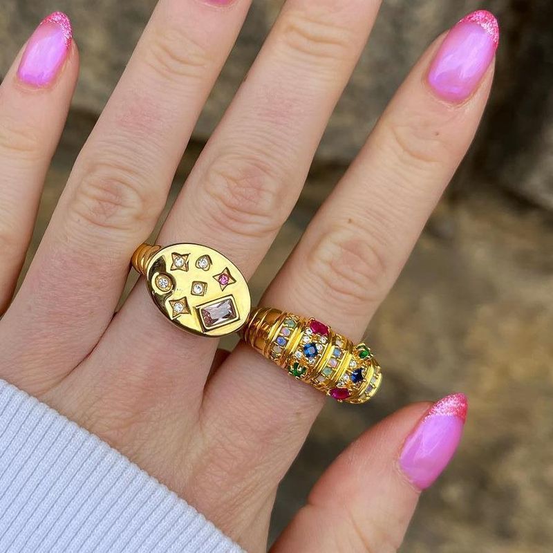 STACKABLE GEMSTONE RINGS-VINTAGE INSPIRED GOLD SET