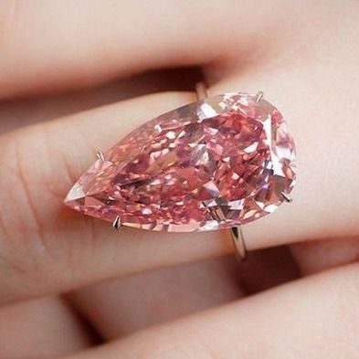 Pink Crystal Topaz Ring large Teardrop