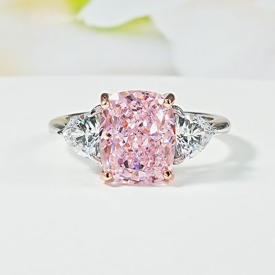Luxury Pink Diamond Raydion Broken Ice Cut 925 Silver Ring