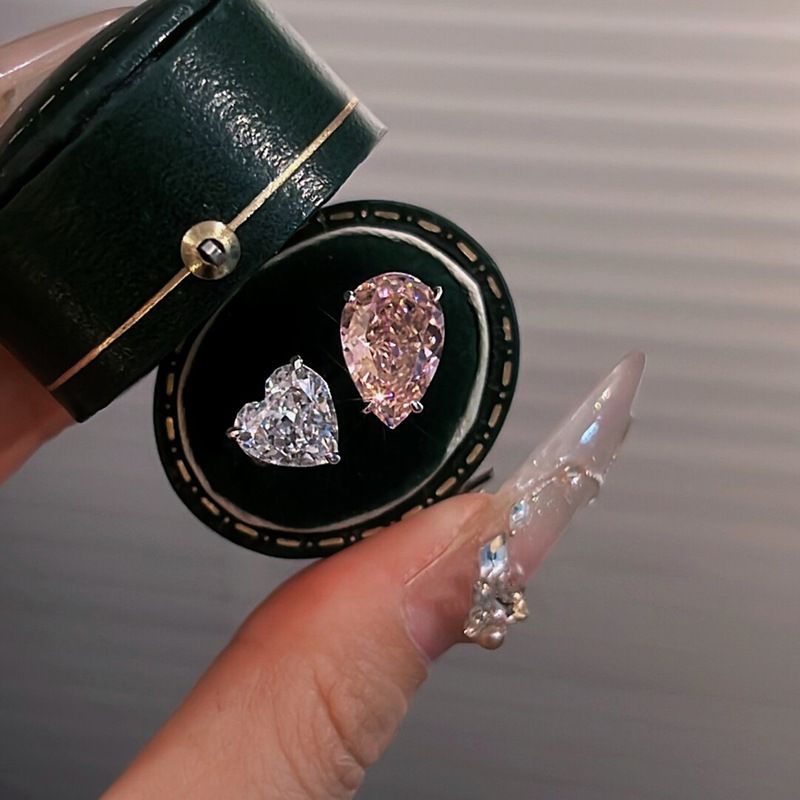 Zircon Love Water Drop Ring Female Niche Design Sweet Cool Ring Female Light Luxury High Sense Tail Ring Open Finger Ring