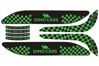 Dino-Cars sticker set sport green Black and green Dino Cars Sport sticker with checkerboard pattern and 'DINO CARS' lettering