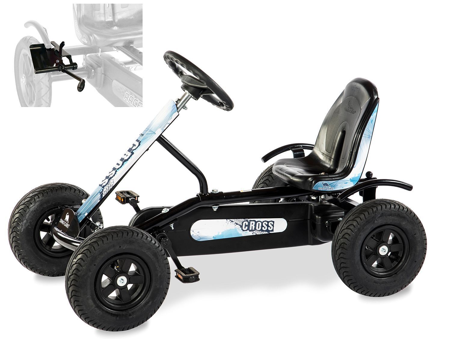 DINO CARS Junior Cross BF1 con freno de mano, marco negro con inscripción 'Cross'