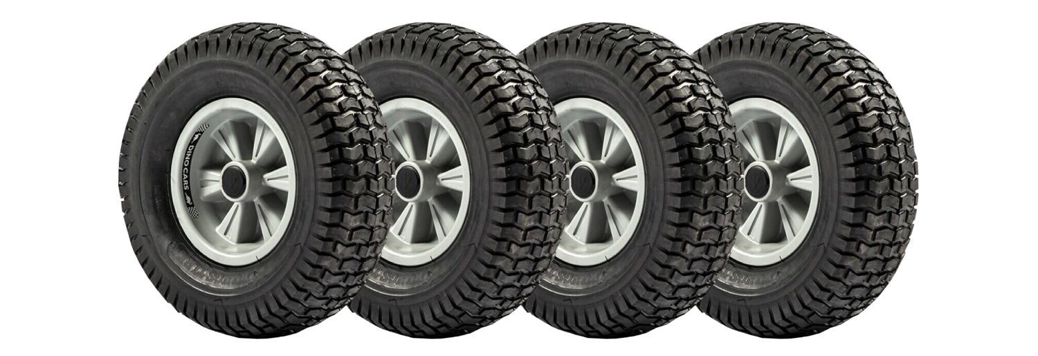 Jeu de roues complètes tout-terrain larges Dino-Cars (jante argent) 4 pièces