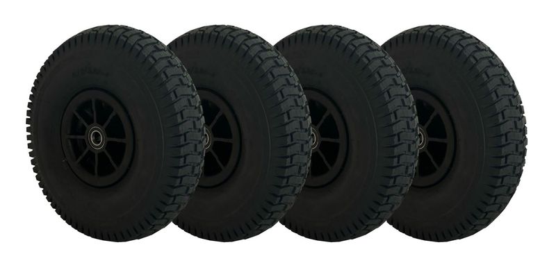 Dino-Cars set of complete wheels Speedy/wheelbarrow/basic cart 4.10/3.50-4 (black) 4 pieces.