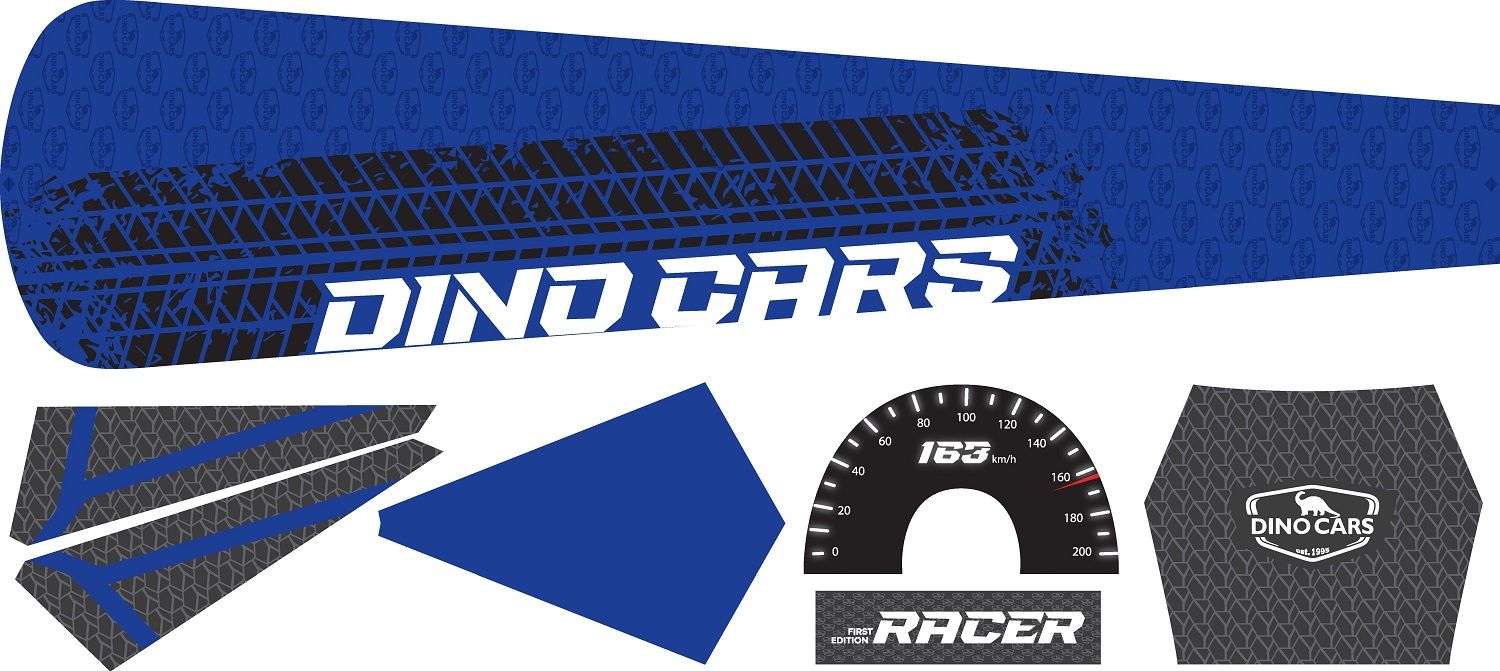 Dino-Cars Set d'Autocollants Racer #Blue