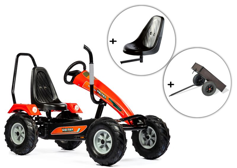 Dino-Cars Track BF1 Valtra met rolbeugel, extra zitplaats en kipperaanhanger Dino-Cars Track BF1 Valtra met rolbeugel, extra zitplaats en kipperaanhanger