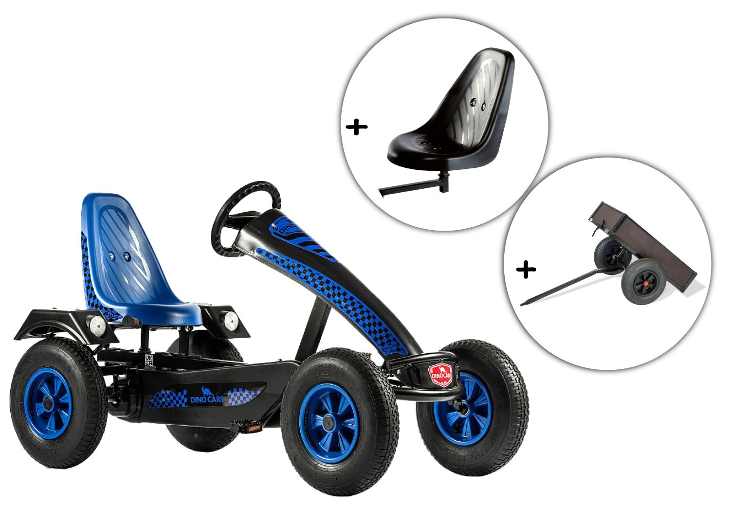 Dino-Cars Super Sport ZF (niebieski) w tym dodatkowe siedzenie i przyczepa wywrotka Dino-Cars Super Sport ZF (niebieski) w tym dodatkowe siedzenie i przyczepa wywrotka