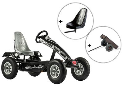 Dino-Cars Super Sport BF3 (szary) z dodatkowym siedzeniem i przyczepą wywrotką Dino-Cars Super Sport BF3 (szary) z dodatkowym siedzeniem i przyczepą wywrotką