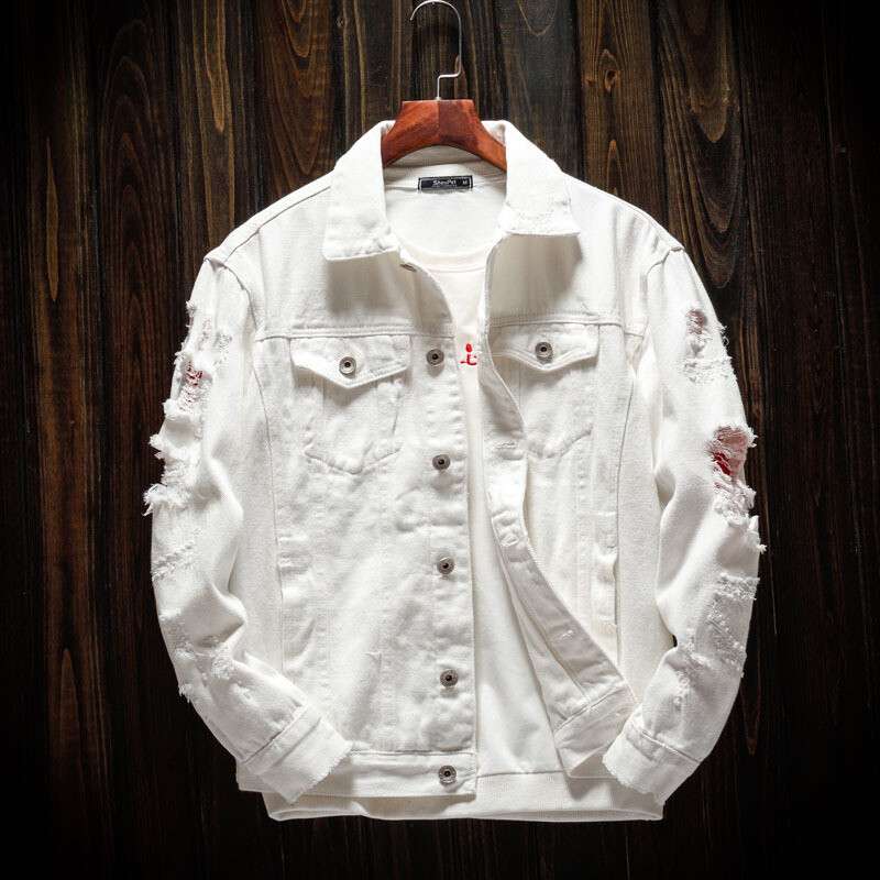 New Men&#39;s Jean Jacket Slim Fit Cotton Denim Jacket.